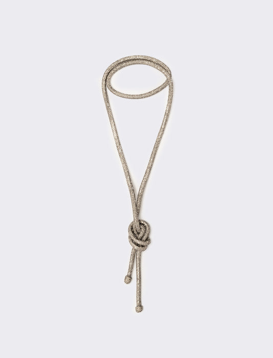 Collana strass lunga con nodo - Argento