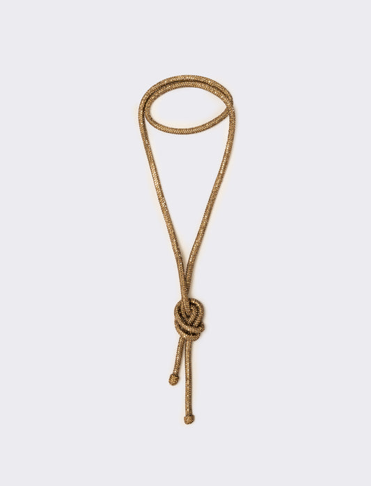 Collana strass lunga con nodo - Marrone