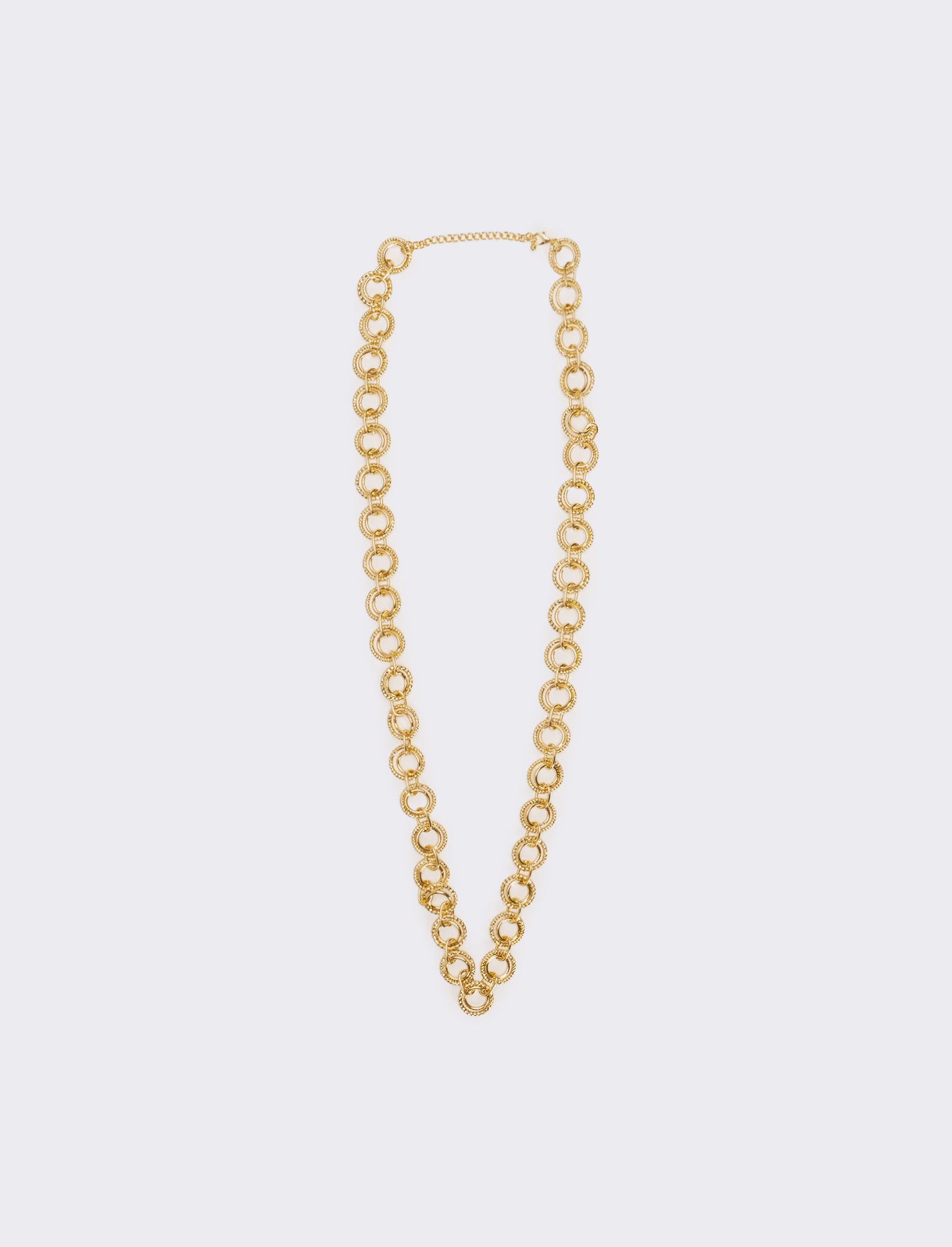 Collana doppia con cerchio liscio e martellato - Oro
