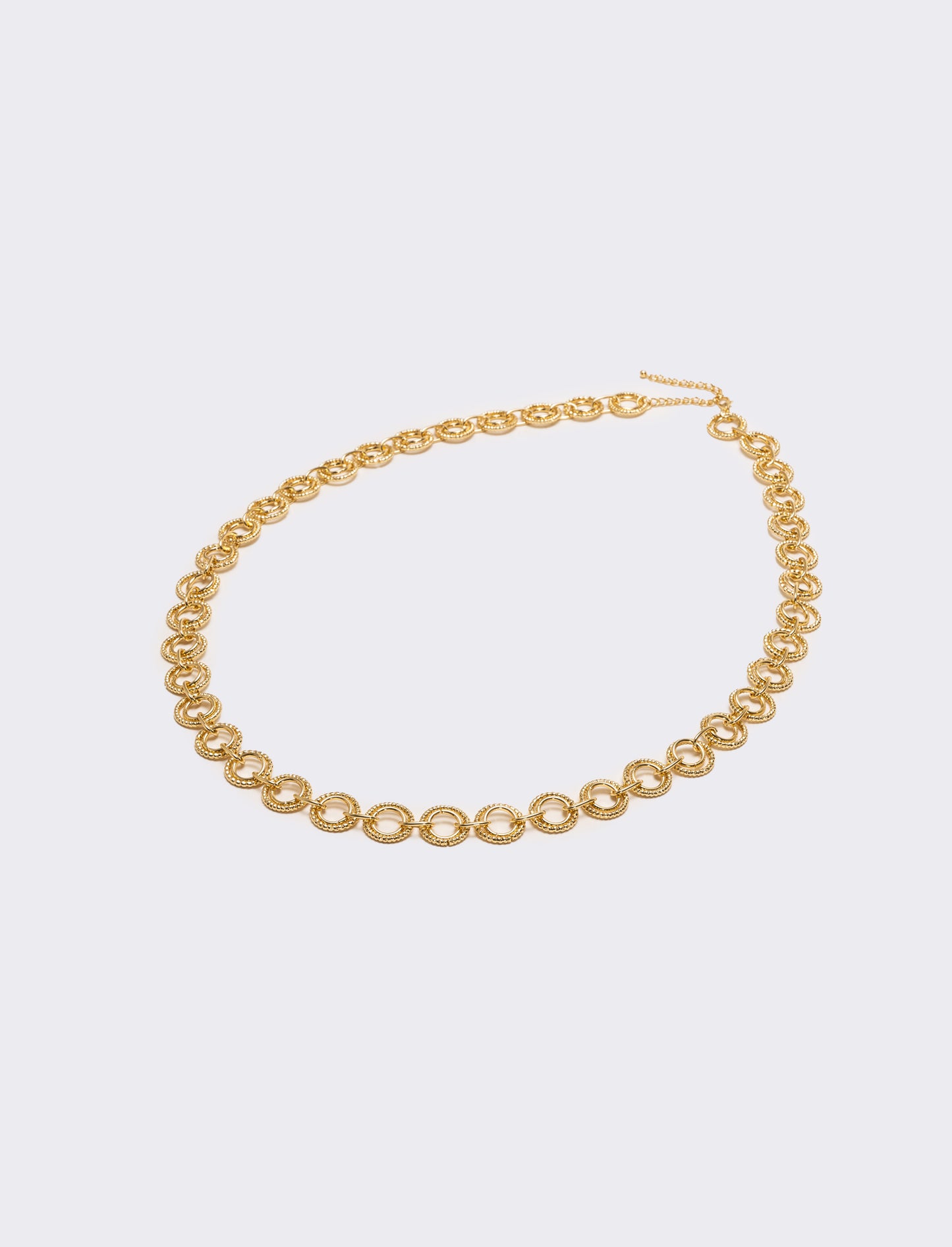 Collana doppia con cerchio liscio e martellato - Oro