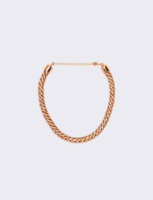 Collana tubolare strass - Oro rosa