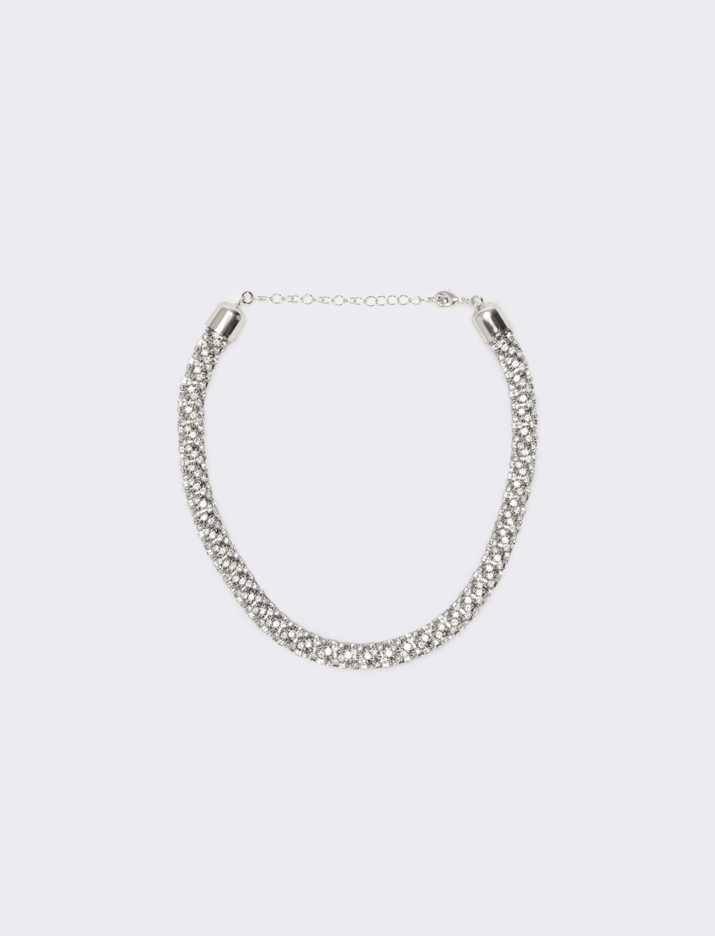 Collana tubolare strass - Argento