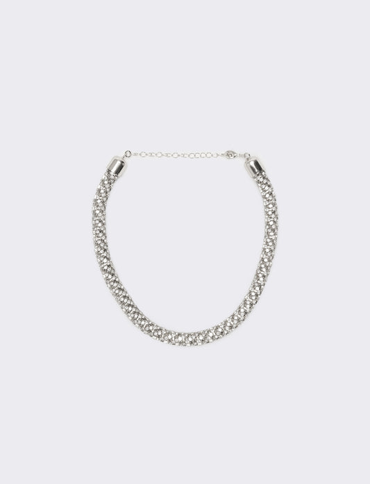 Collana tubolare strass - Argento