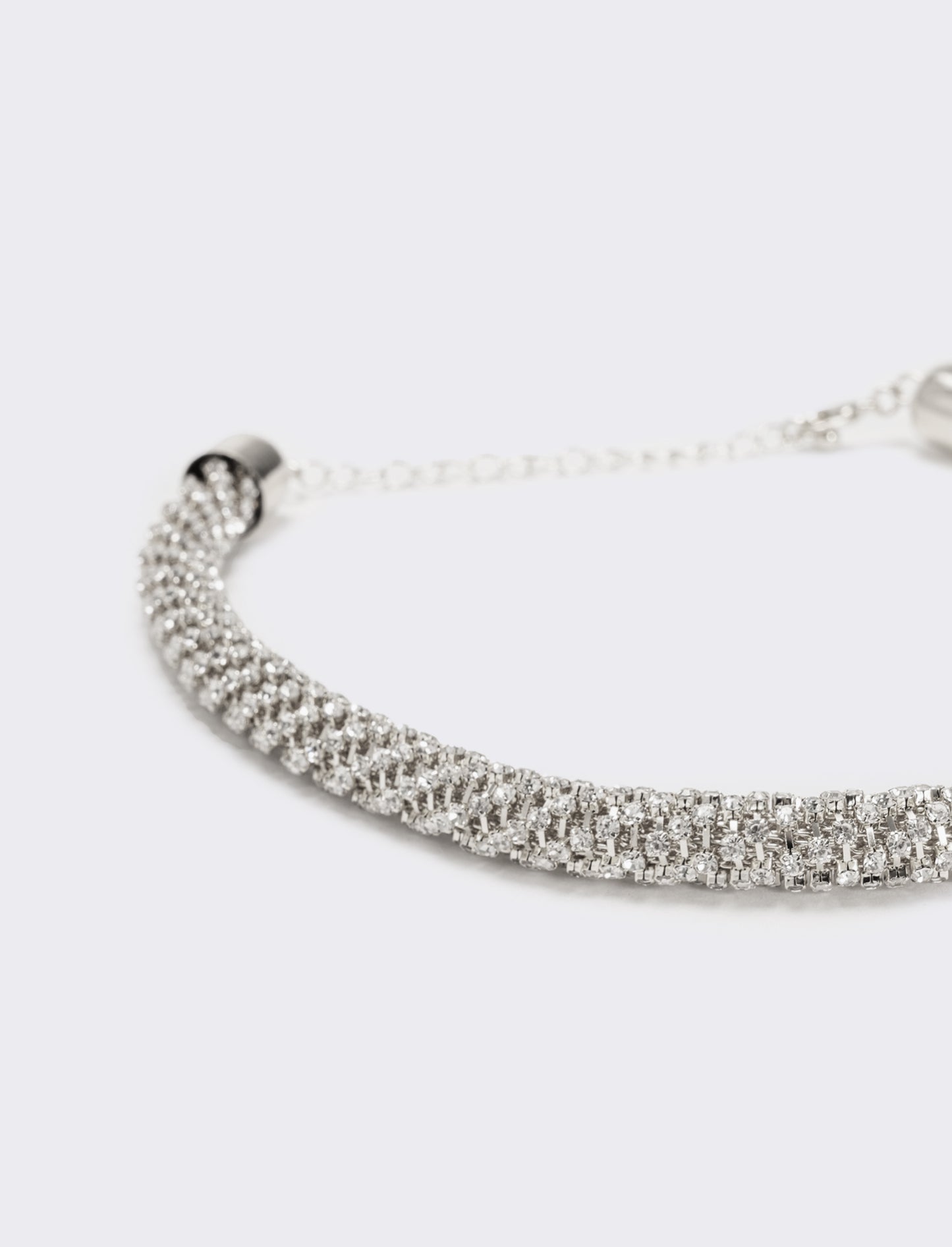 Collana tubolare strass - Argento