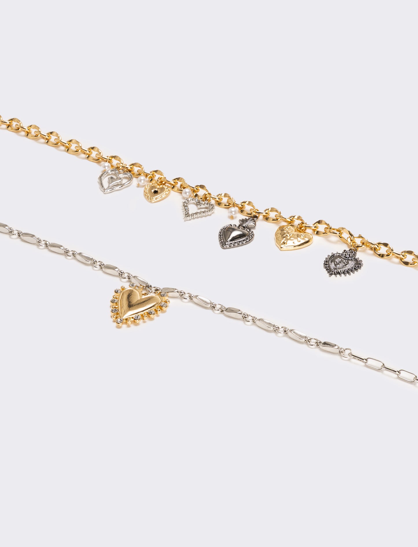 Card 2 collane charms cuori - Multicolore