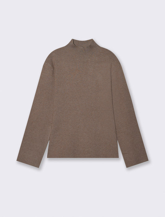 PULLOVER IN PUNTO MILANO - Tortora melange