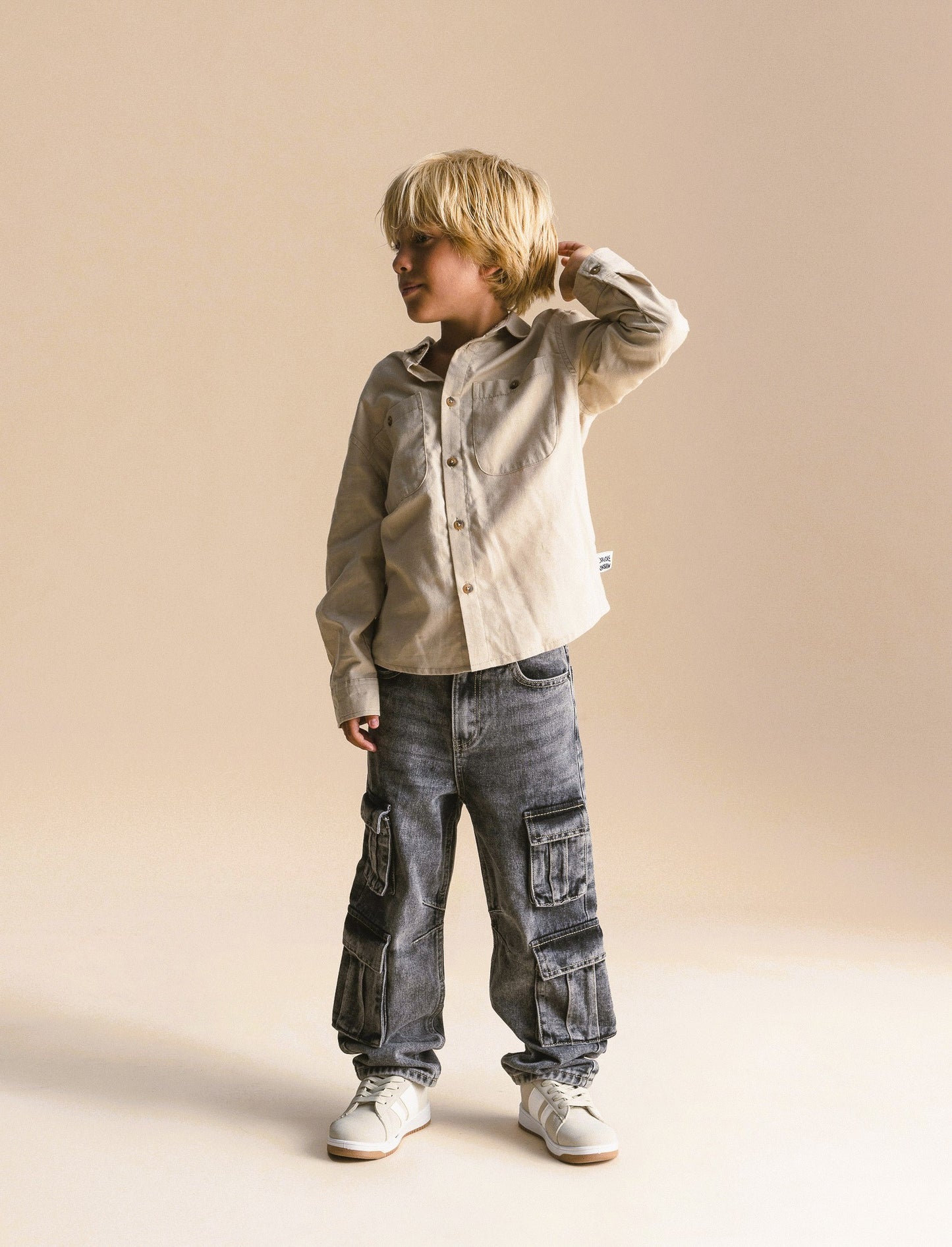 Cargo in denim grigio. - Denim