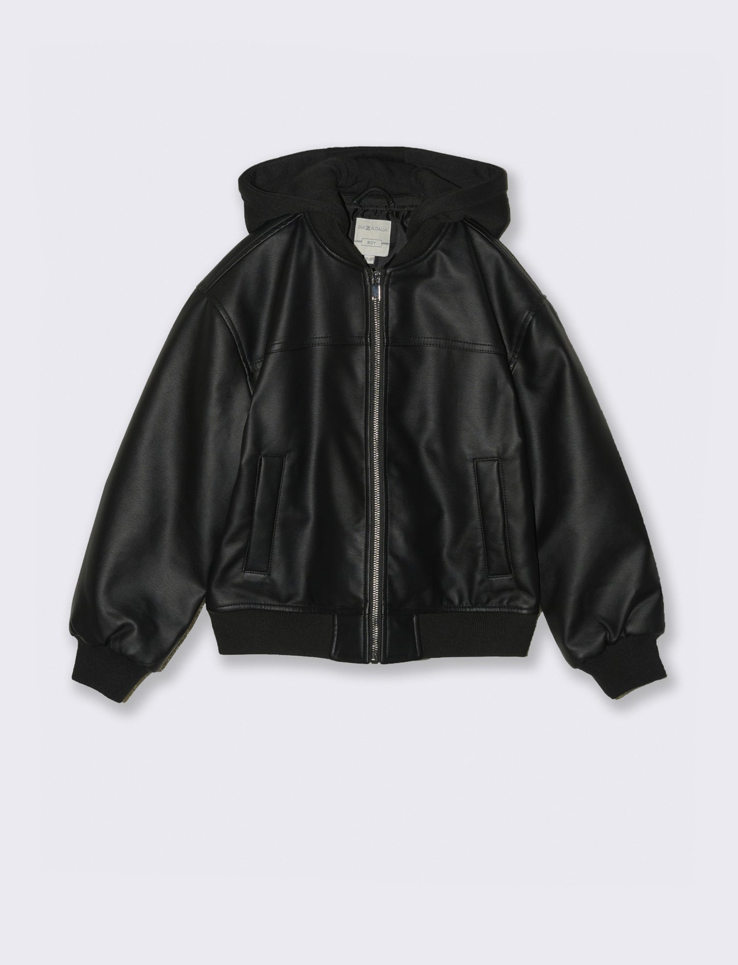 Bomber in finta pelle. - Nero