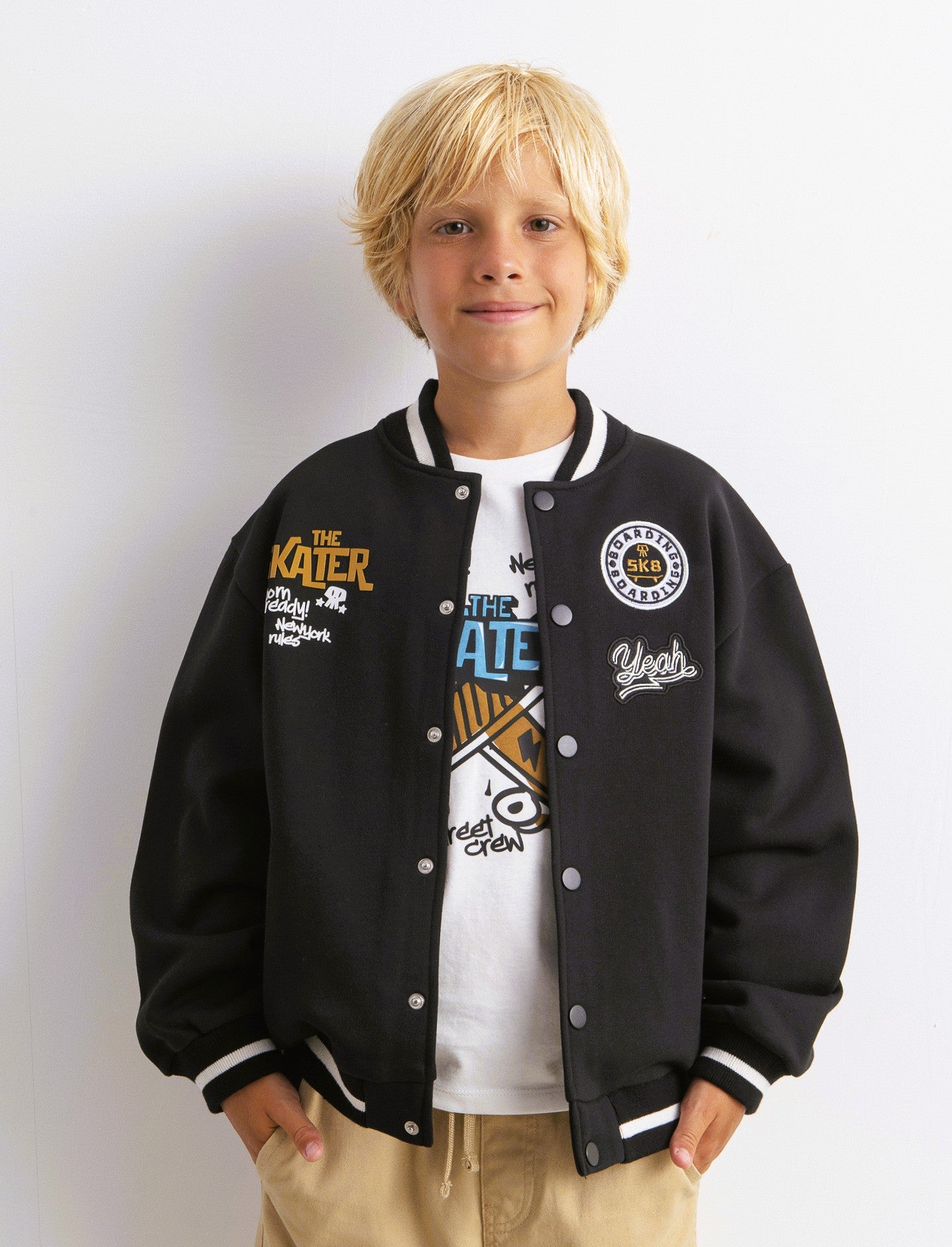 Felpa modello varsity skull. - Nero