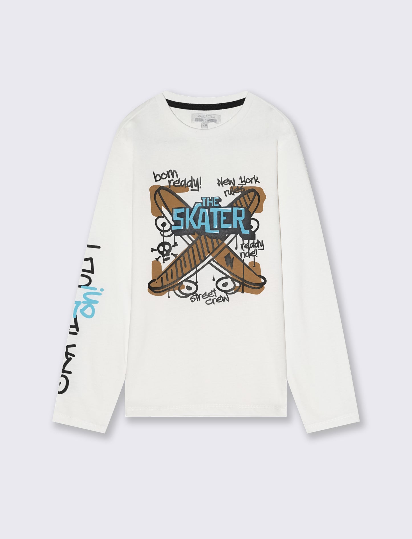 T shirt stampa skate graffiti. - Bianco latte