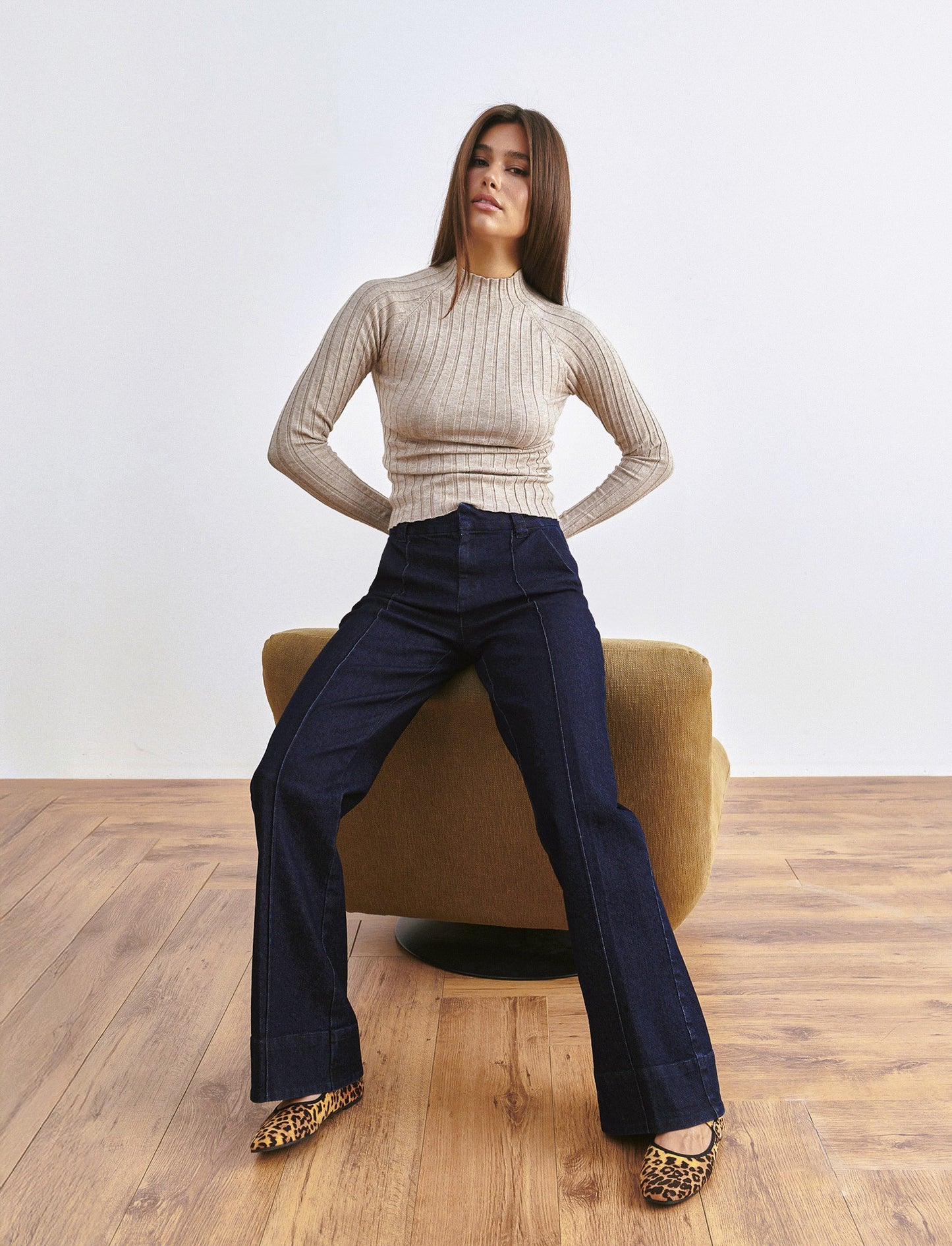 JEANS WIDE FLARE VITA ALTA - Denim