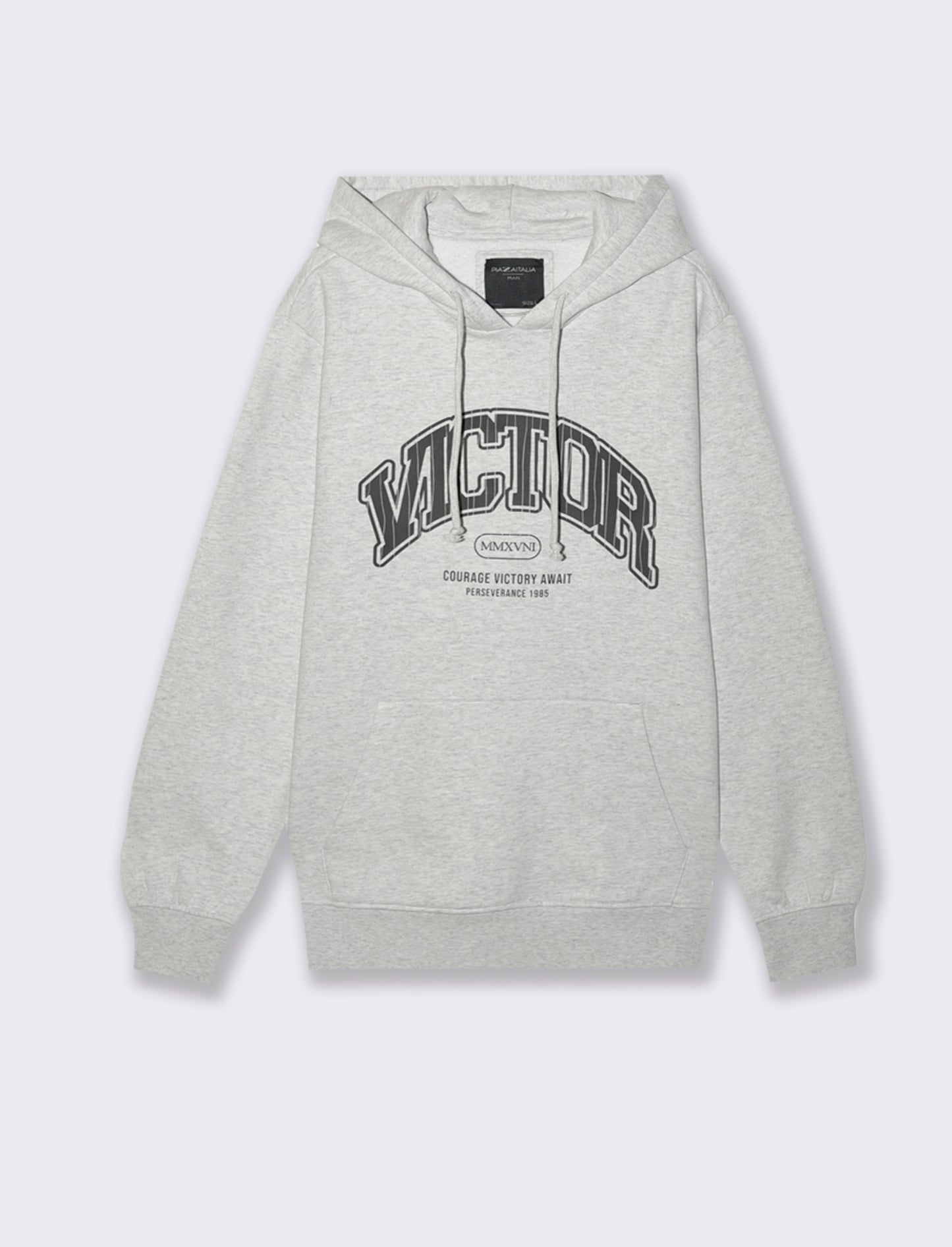 FELPA CON CAPPUCCIO CON STAMPA CRACK - Grigio melange