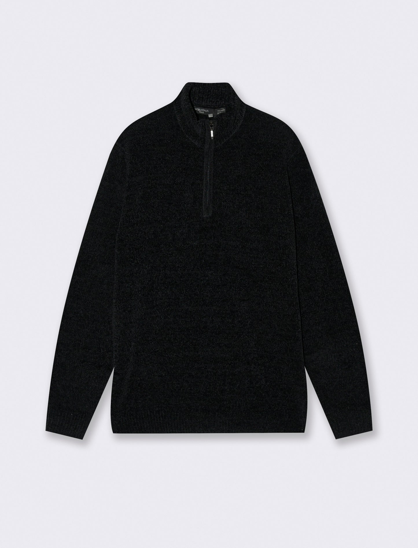 MAGLIA IN CINIGLIA COLLO ALTO CON CERNIERA. - Nero