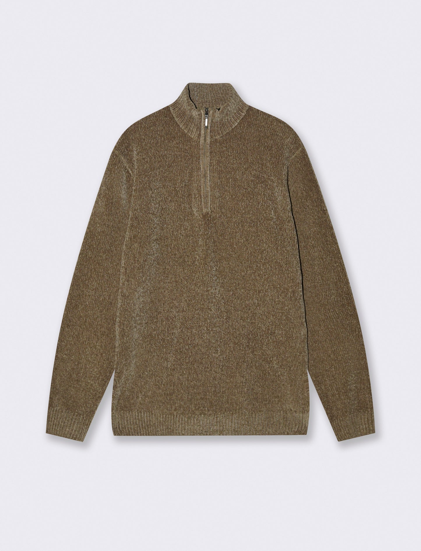 MAGLIA IN CINIGLIA COLLO ALTO CON CERNIERA. - Verde oliva