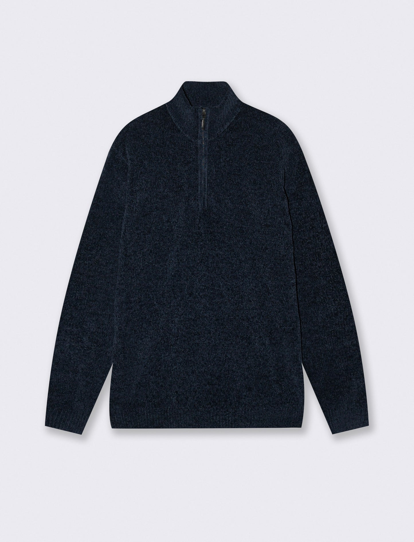 MAGLIA IN CINIGLIA COLLO ALTO CON CERNIERA. - Blu