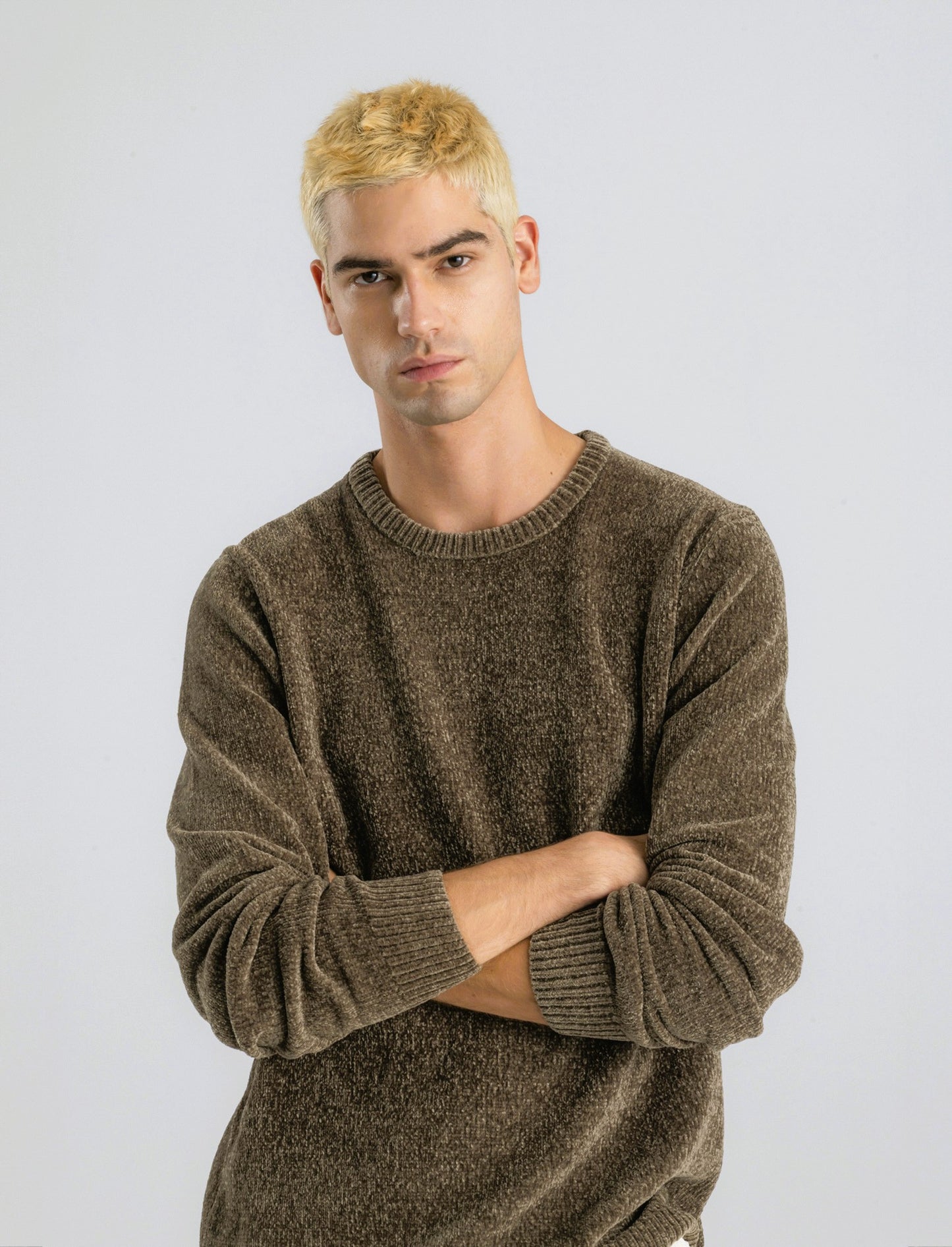 MAGLIA GIROCOLLO IN CINIGLIA - Grigio fango