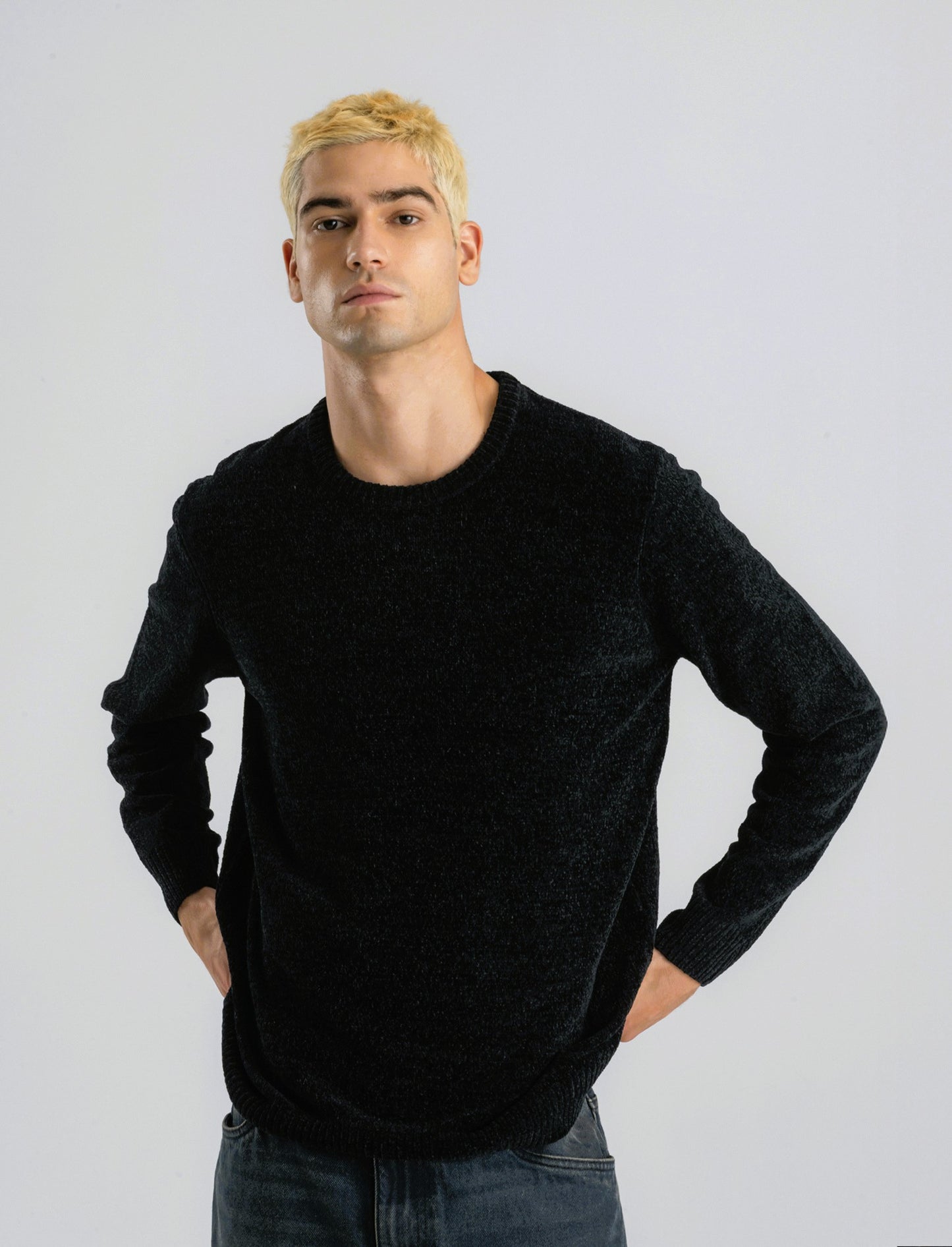 MAGLIA GIROCOLLO IN CINIGLIA - Nero