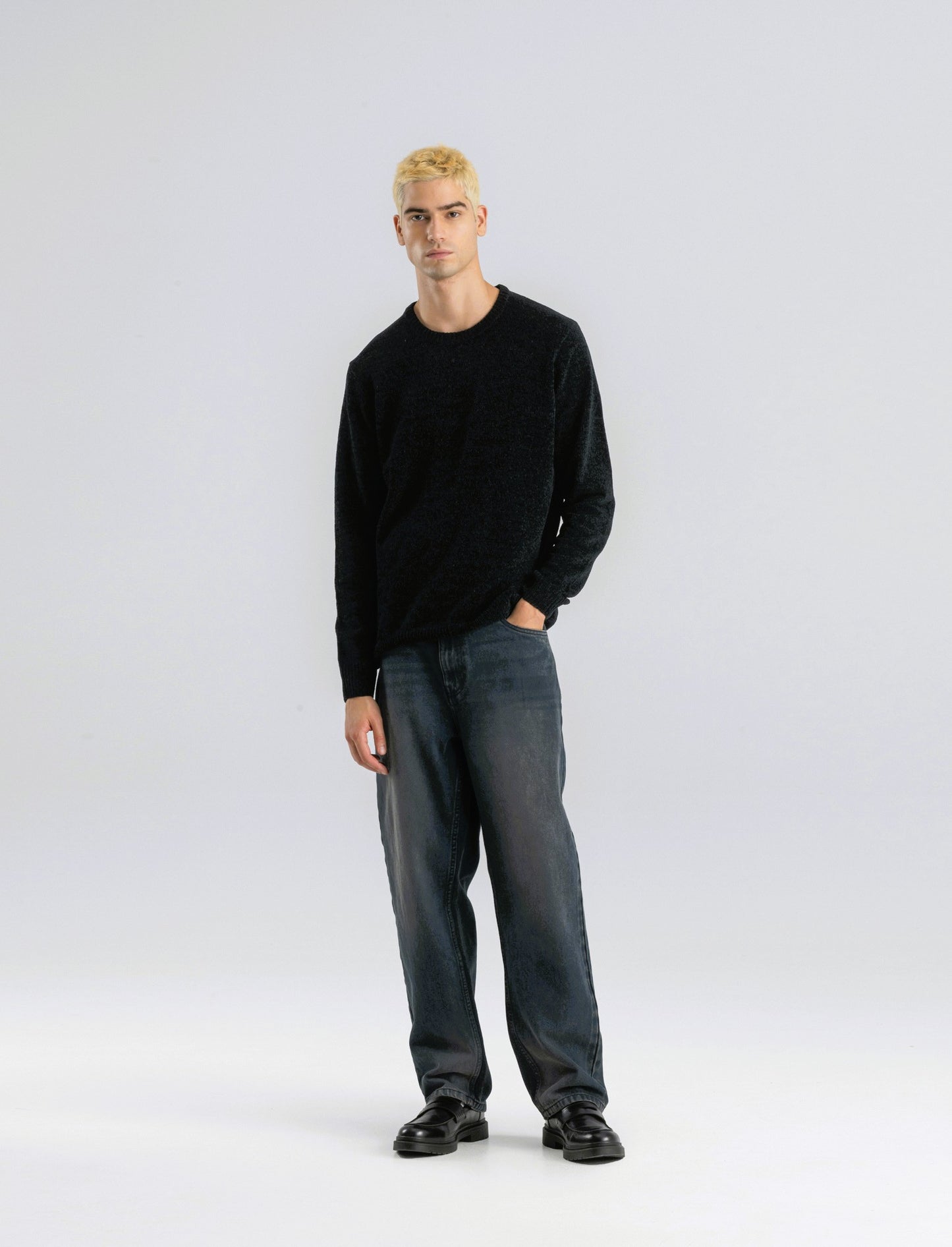 MAGLIA GIROCOLLO IN CINIGLIA - Nero