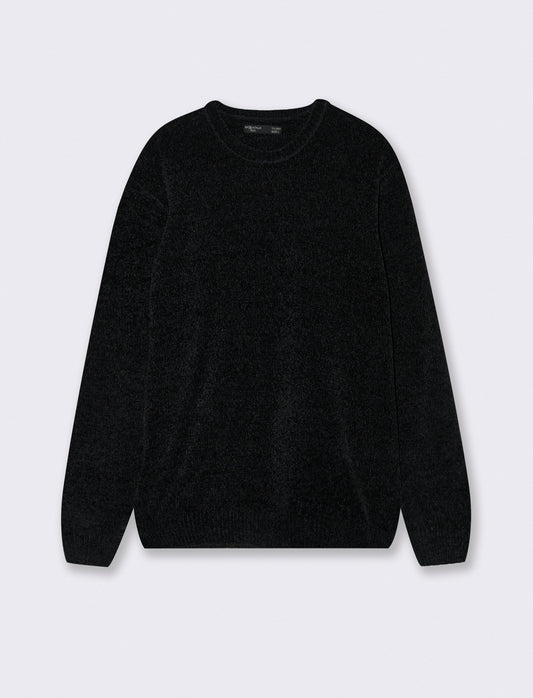 MAGLIA GIROCOLLO IN CINIGLIA - Nero