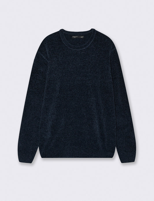 MAGLIA GIROCOLLO IN CINIGLIA - Blu