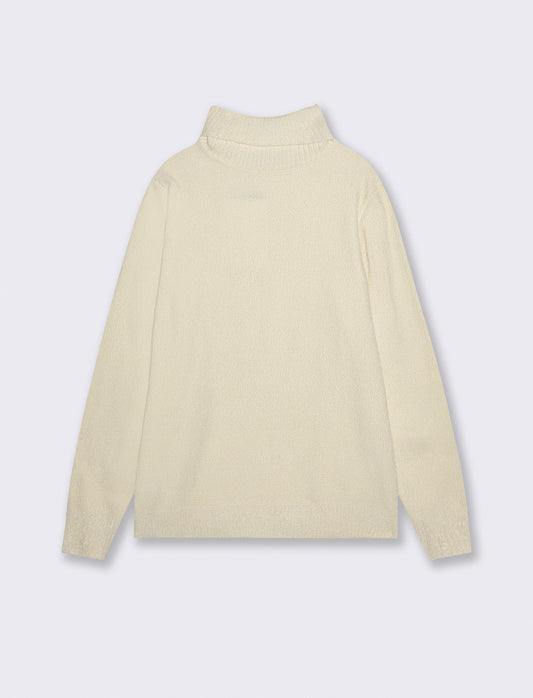 MAGLIA COLLO ALTO IN CINIGLIA - Beige ecru