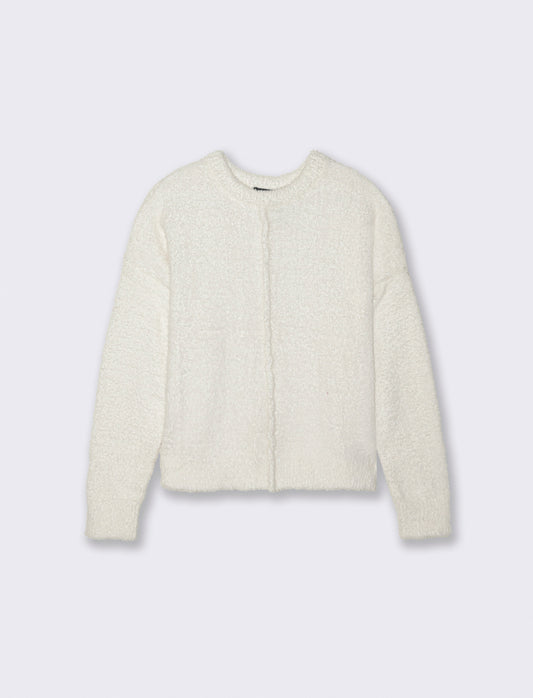 PULLOVER CON CUCITURA  IN RILIEVO - Bianco latte