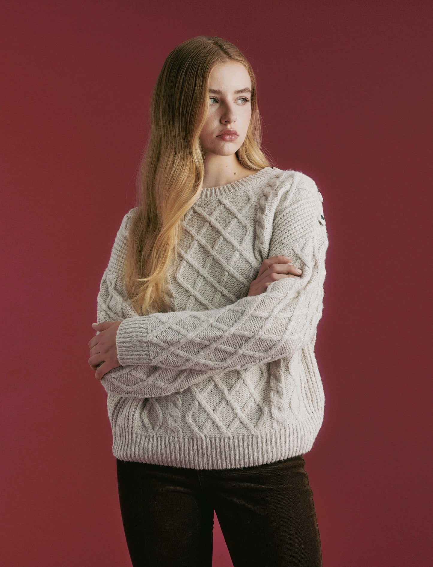 PULLOVER CON CHIUSURA A BOTTONI SULLA SPALLA - Avorio