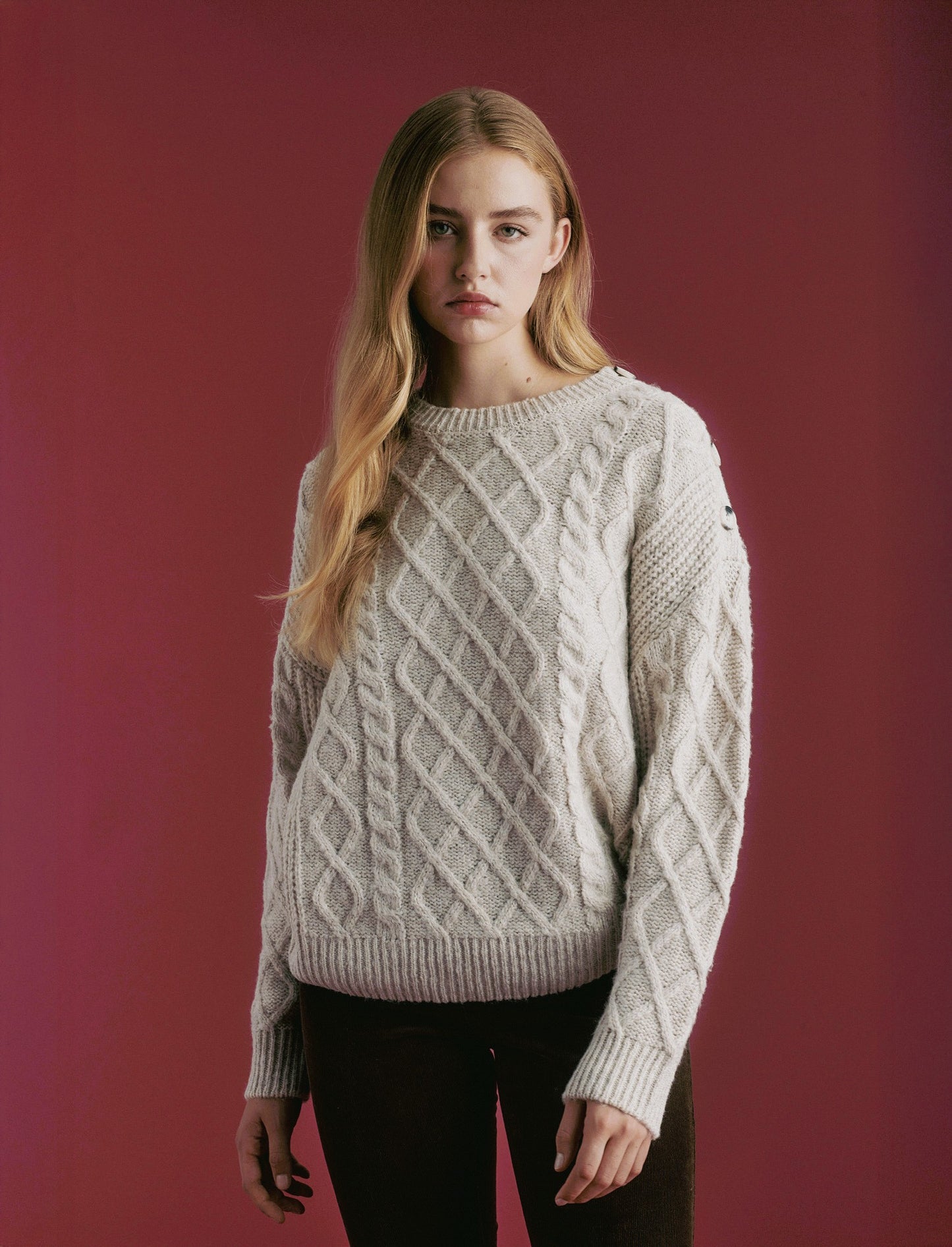 PULLOVER CON CHIUSURA A BOTTONI SULLA SPALLA - Avorio