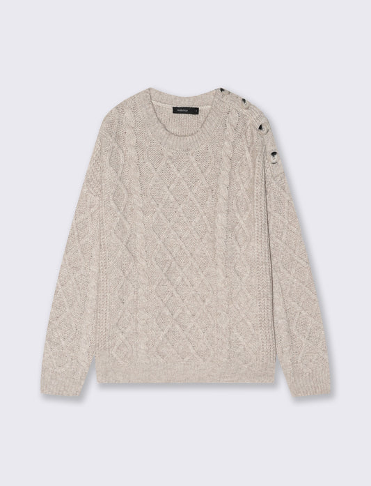 PULLOVER CON CHIUSURA A BOTTONI SULLA SPALLA - Avorio