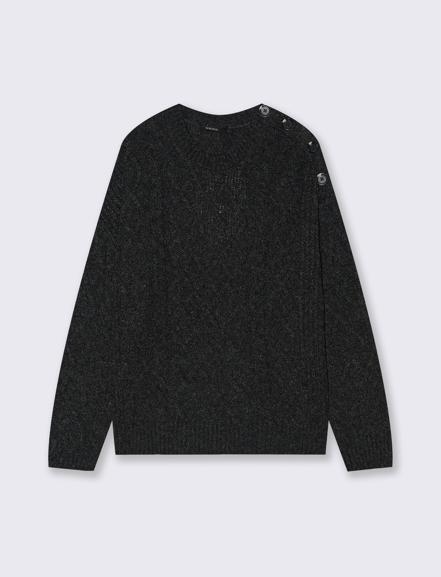 PULLOVER CON CHIUSURA A BOTTONI SULLA SPALLA - Antracite melange