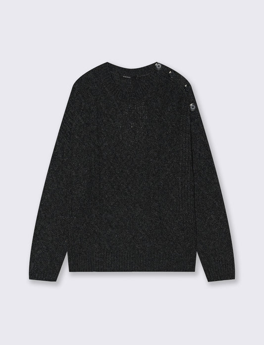 PULLOVER CON CHIUSURA A BOTTONI SULLA SPALLA - Antracite melange