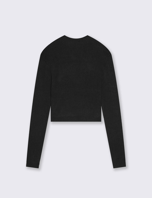 PULLOVER CROP A COSTE - Nero