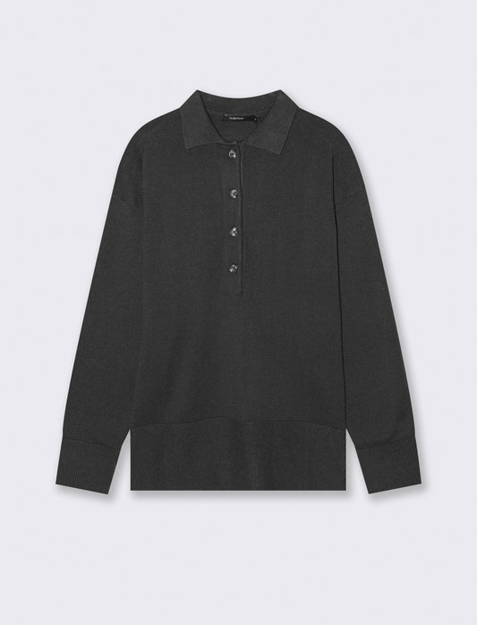 PULLOVER MODELLO POLO - Antracite melange