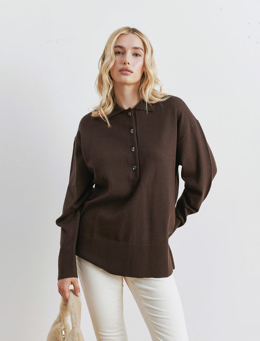 PULLOVER MODELLO POLO - Moro