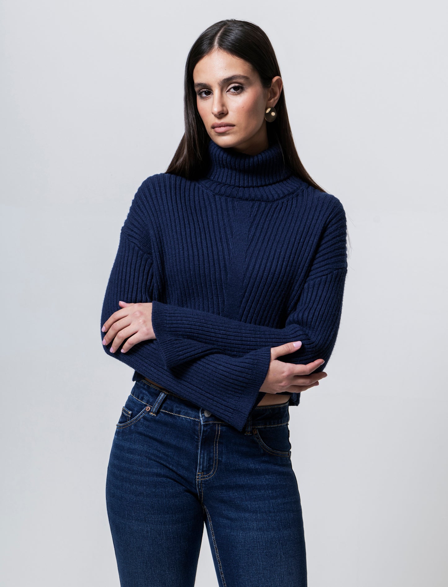 PULLOVER CROP - Blu