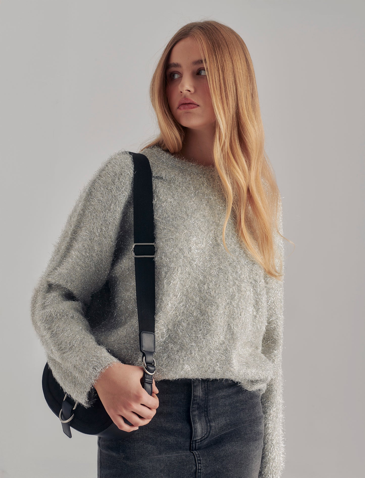 PULLOVER CON FIBRA METALLIZZATA - Argento