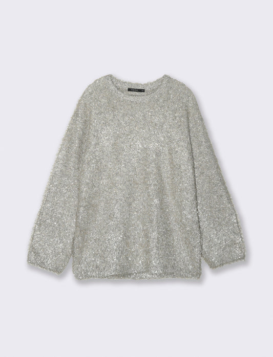 PULLOVER CON FIBRA METALLIZZATA - Argento