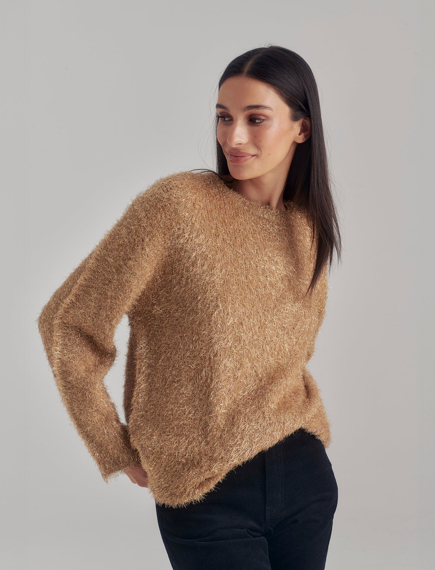 PULLOVER CON FIBRA METALLIZZATA - Oro