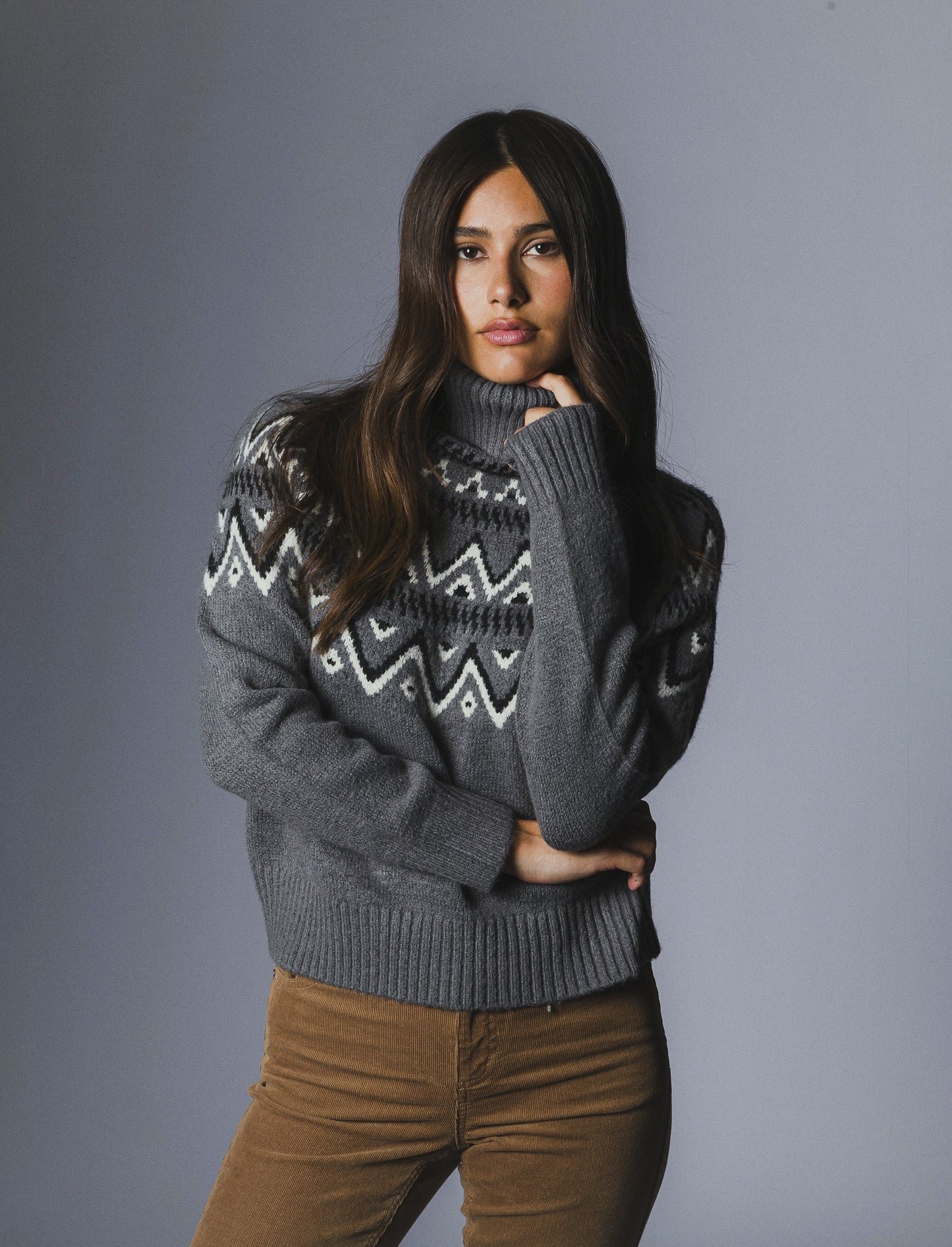 PULLOVER COLLO ALTO - Grigio scuro