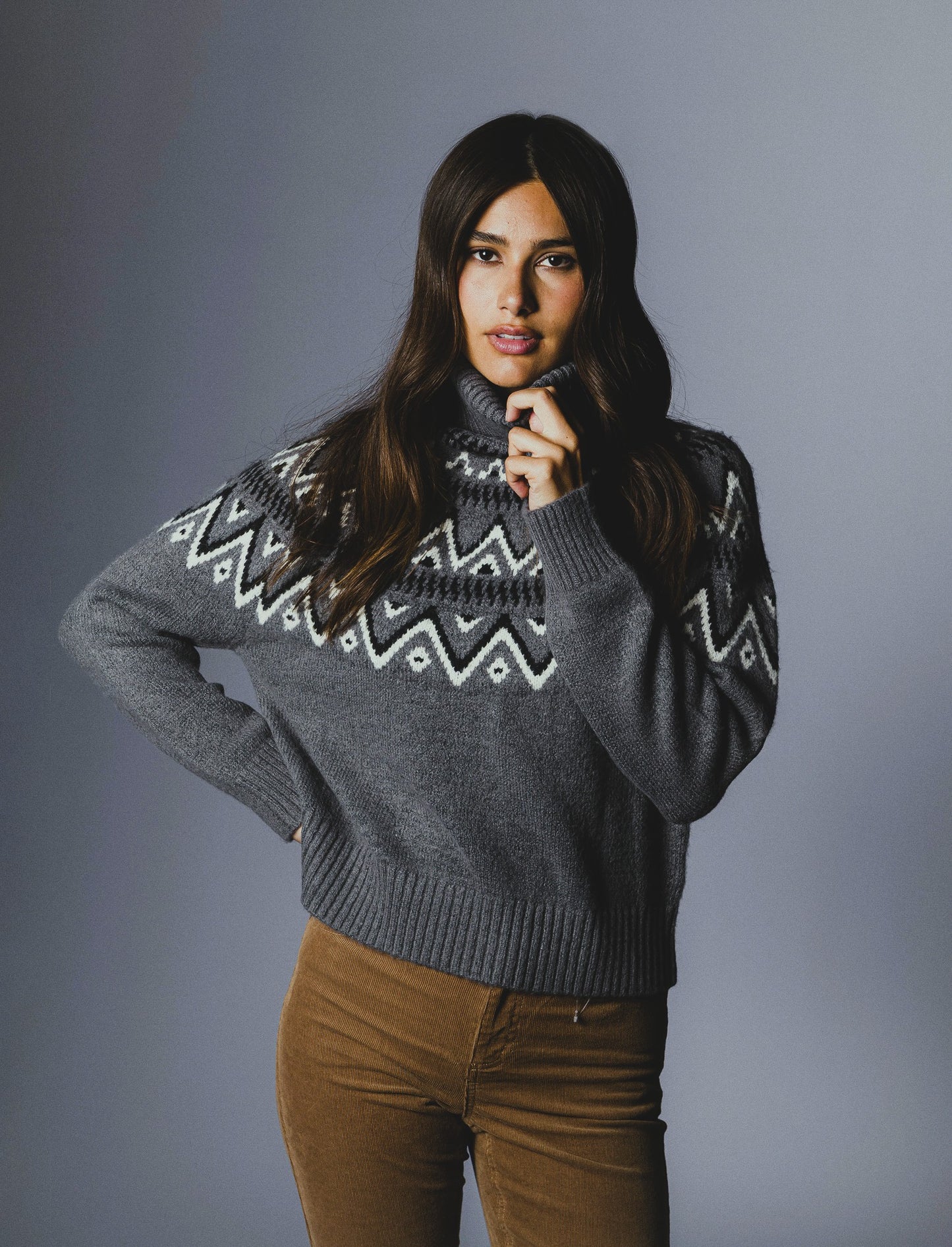 PULLOVER COLLO ALTO - Grigio scuro