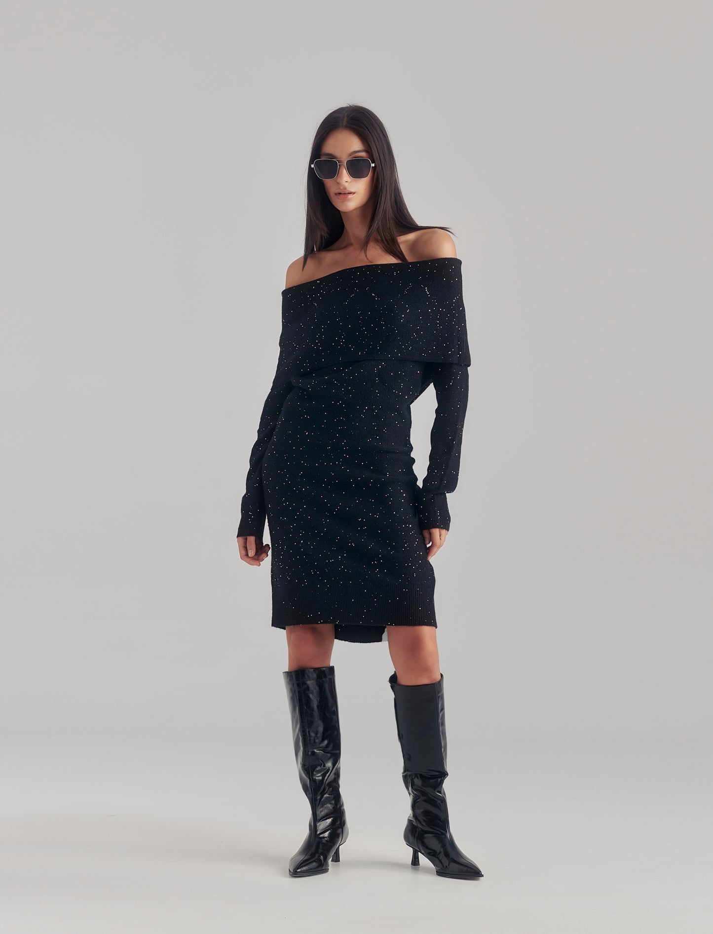 VESTITO OFF SHOULDER - Nero