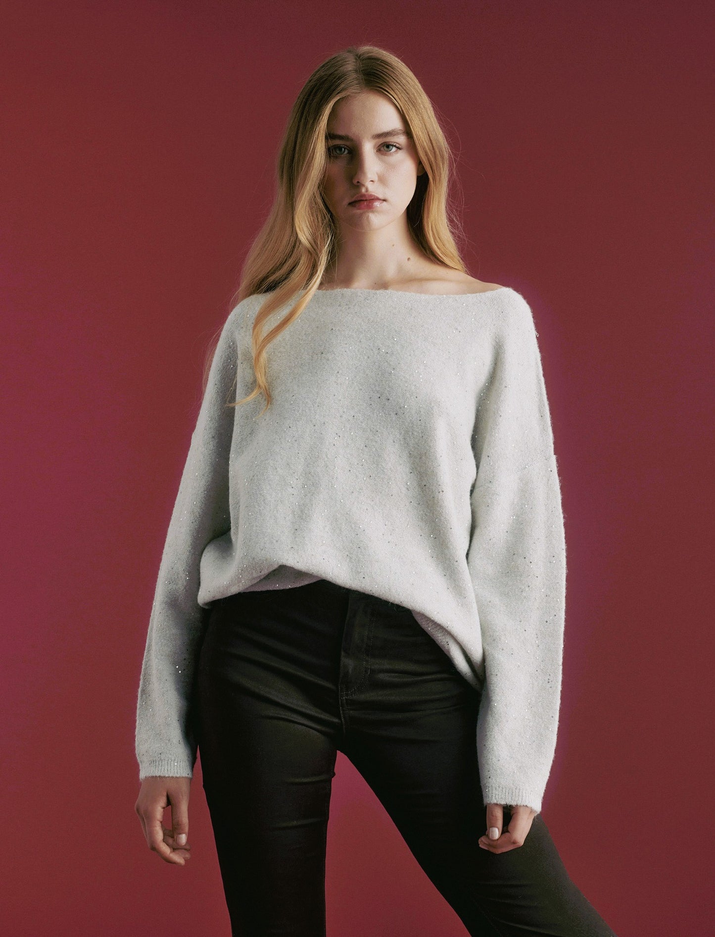 PULLOVER CON PAILLETES - Avorio