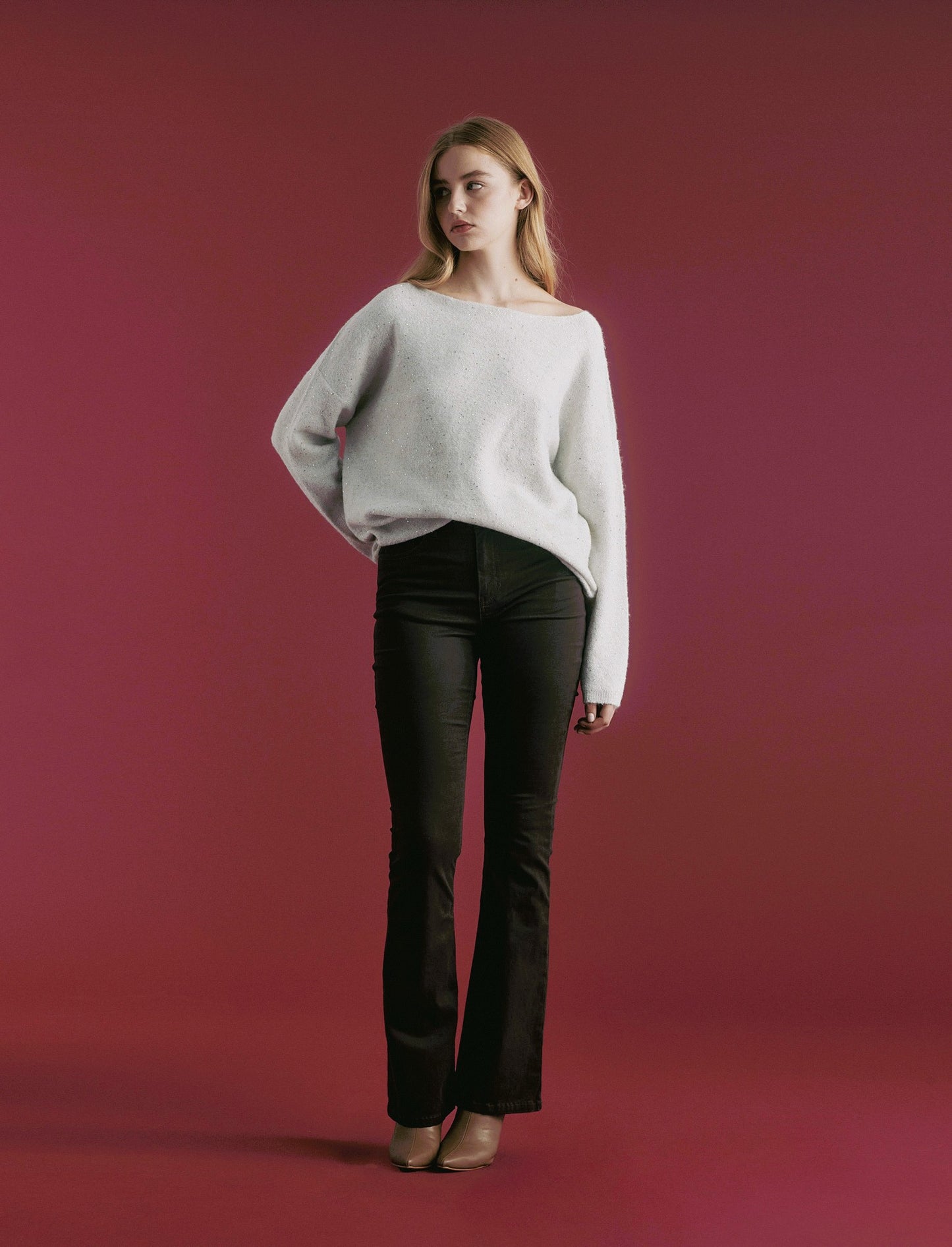 PULLOVER CON PAILLETES - Avorio