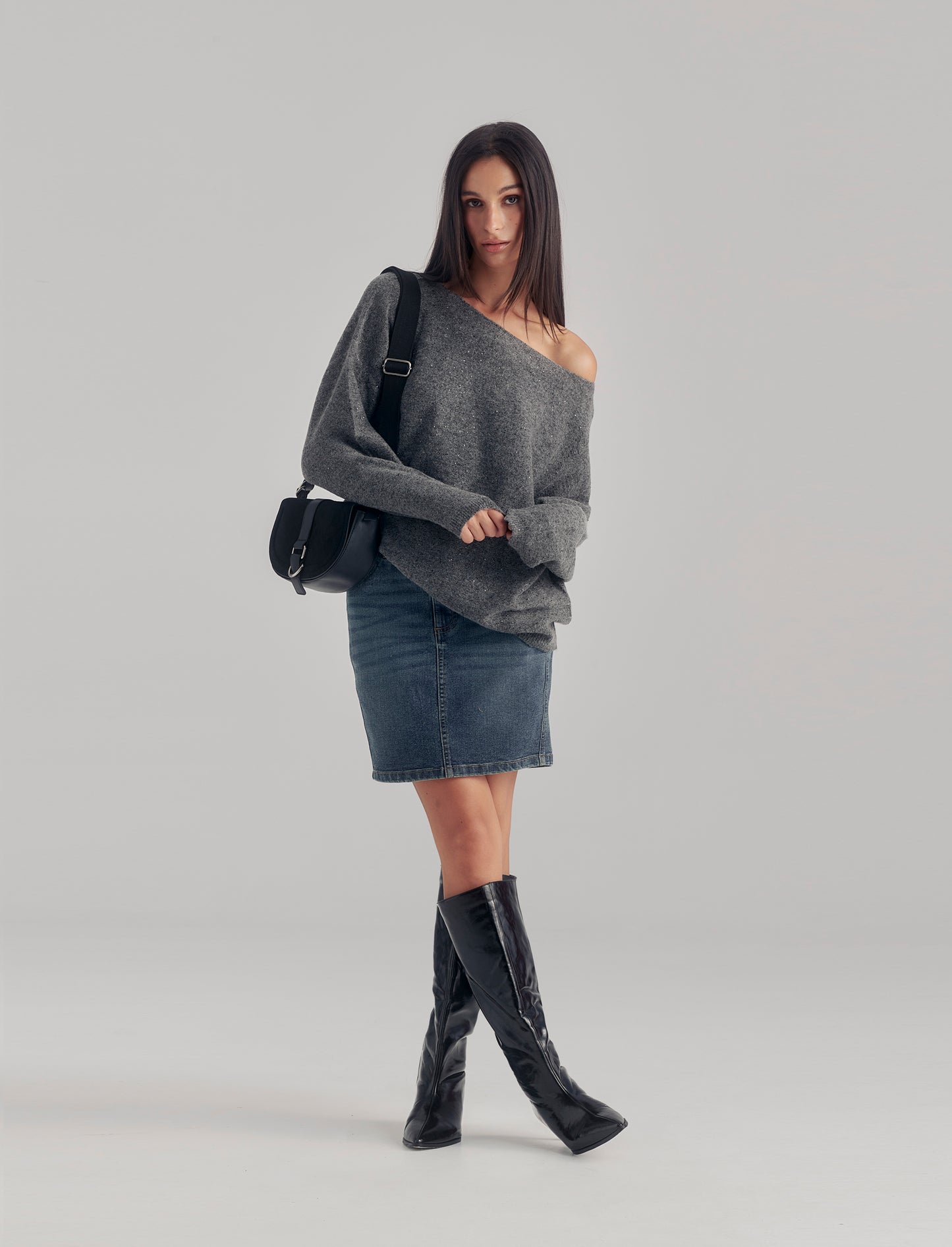 PULLOVER CON PAILLETES - Grigio mel.