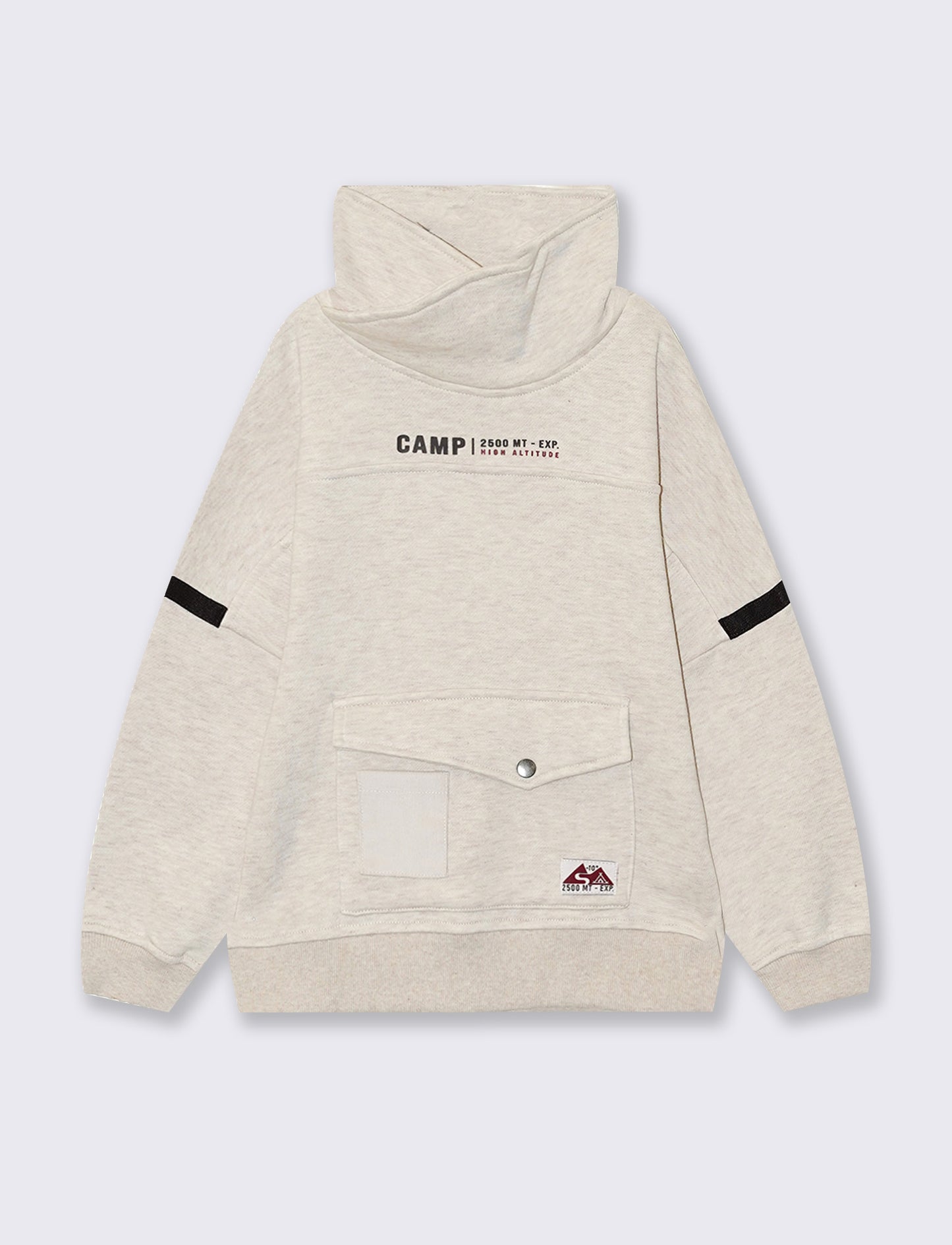 Felpa melange collo alto per l'inverno - Beige