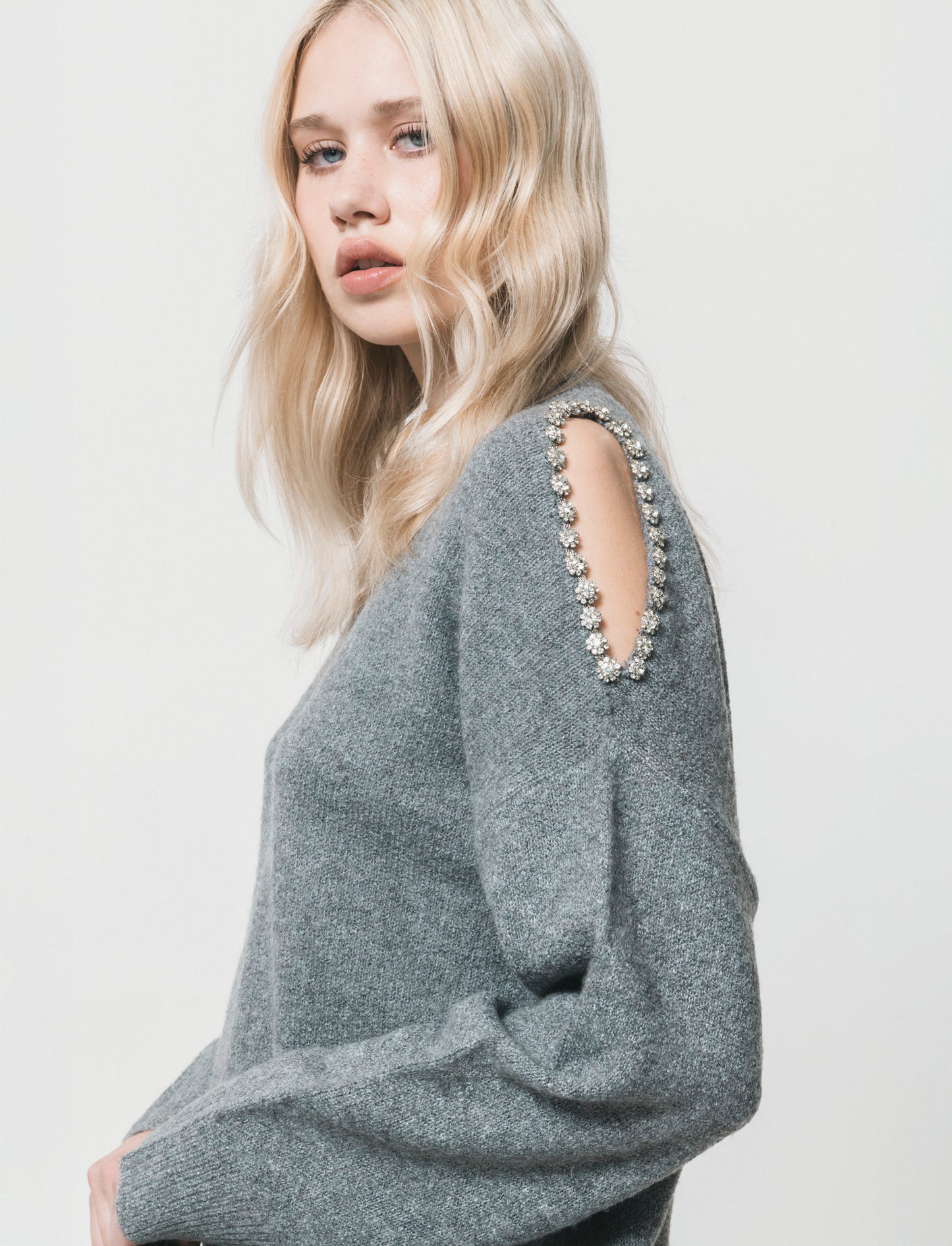 PULLOVER CON CUT-OUT - Grigio mel.