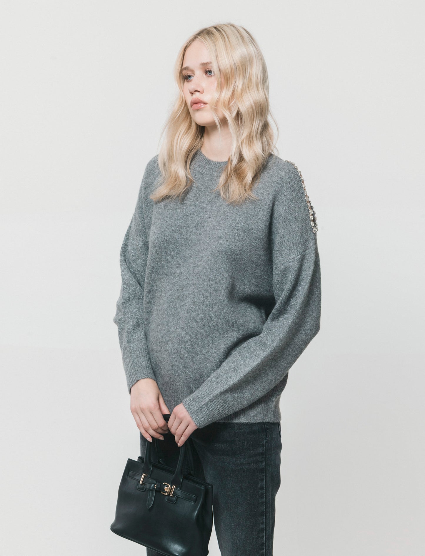 PULLOVER CON CUT-OUT - Grigio mel.