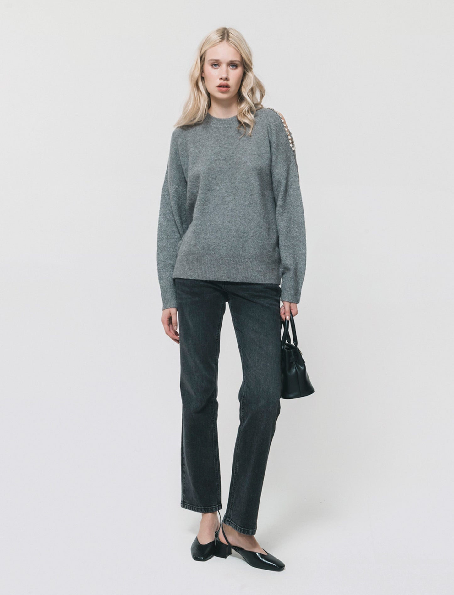 PULLOVER CON CUT-OUT - Grigio mel.
