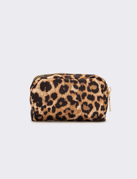 Portamonete donna in nylon con zip - Leopardato