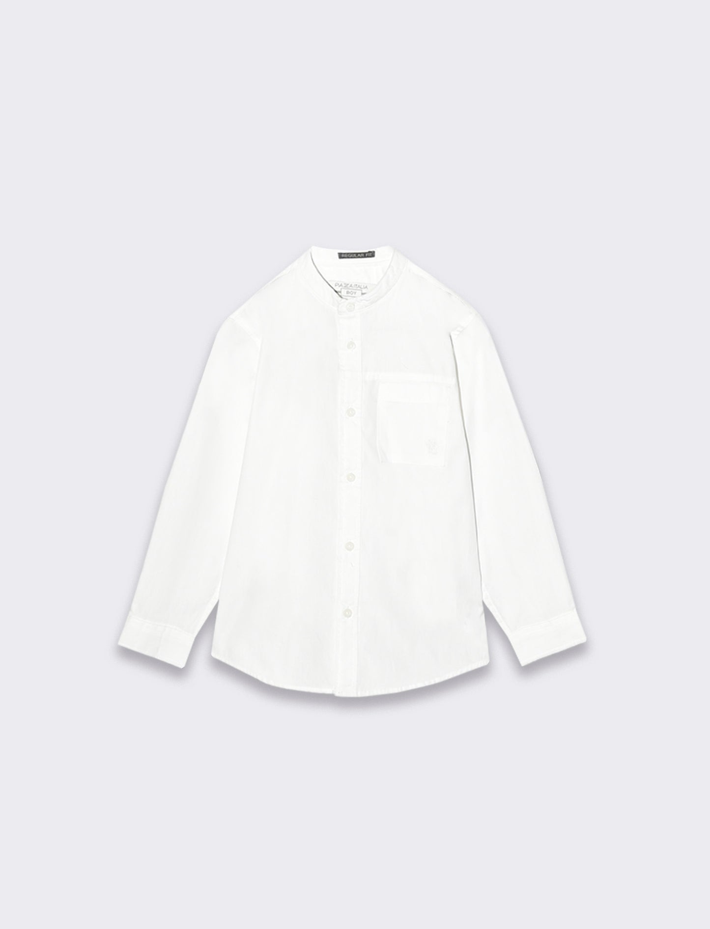 Korean Style Cotton Shirt with Pocket and Embroidery - White